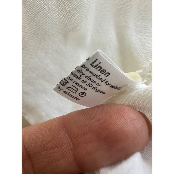 Eskandar Womens Linen Eyelet Trim Top One Size White Minimalist Lagenlook Boho - Picture 11 of 16